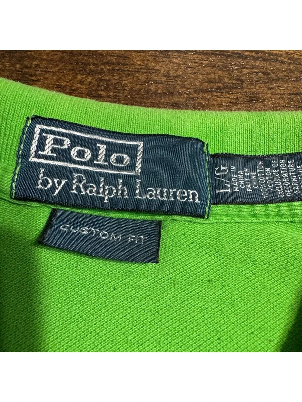 Ralph Lauren Custom Fit Polo shirt Green Pony Size M (L)  Cotton Preppy